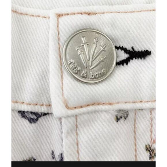 Rag & Bone NWT $185 Micro Floral Ellie Denim Shorts White Size 26 Made in USA - Picture 5 of 5